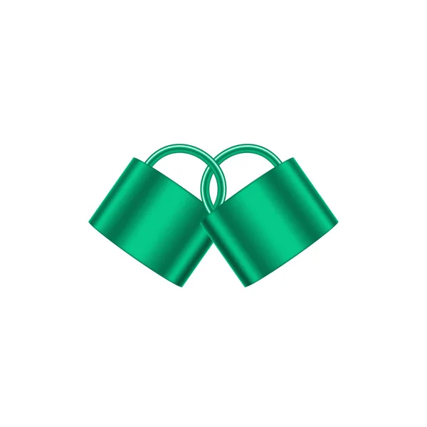 Twee Verbonden Hangsloten Turquoise Design Witte Achtergrond — Stockvector