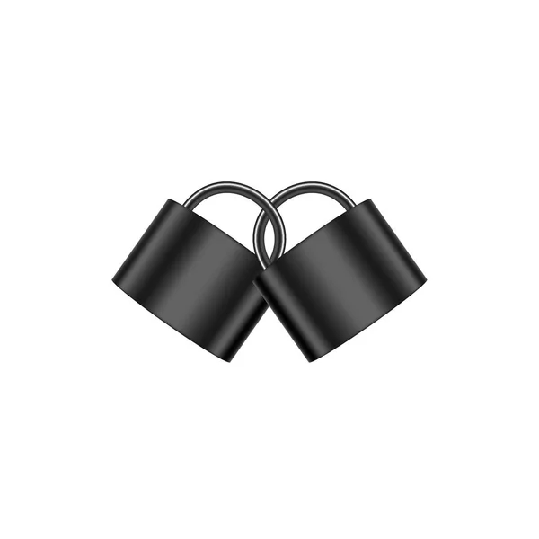 Two Connected Padlocks Black Design White Background — Stock Vector