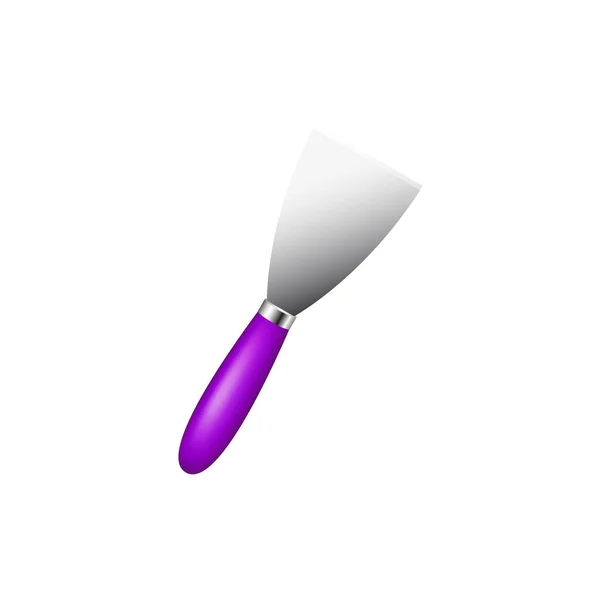 Spatule Métallique Avec Poignée Violette Isolée Sur Fond Blanc — Image vectorielle