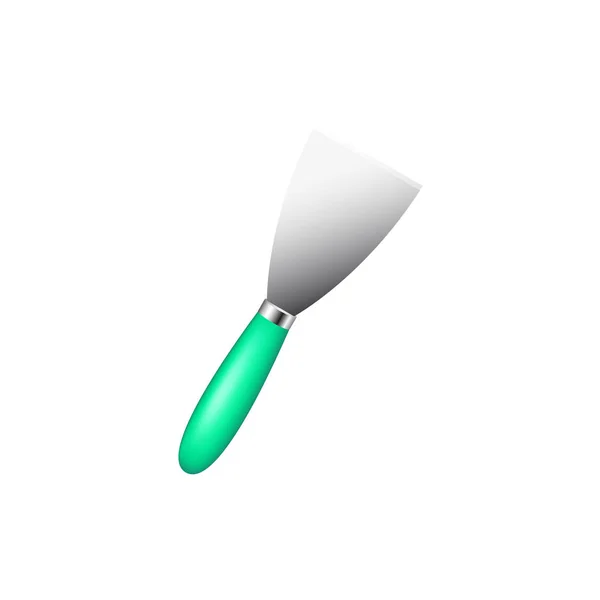 Spatule Métallique Avec Manche Cyan Isolé Sur Fond Blanc — Image vectorielle