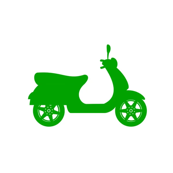 白い背景の上の緑のデザインのスクーターのシルエット — ストックベクタ