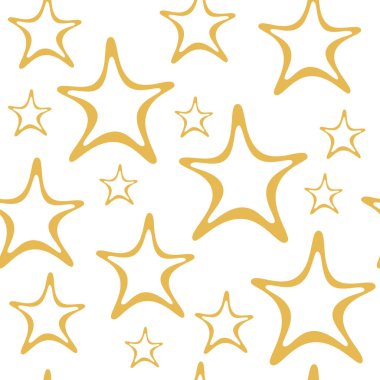  El çizimi yıldızlar. Doodle vektör çizimi. Yeni yıl ve Noel için kusursuz desen.