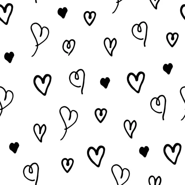 Płynny wzór z czerwonymi sercami bazgroły. Walentynki, wzór na dzień ślubu. Serca doodle fon. — Zdjęcie stockowe