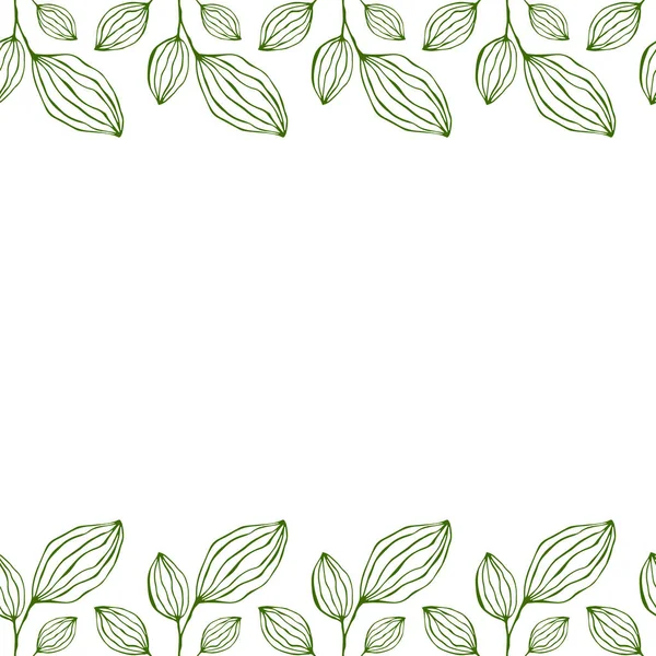 Простые Элементы Зеленого Листа Лапша Оформления Логотип Поздравительная Открытка Ручная — стоковое фото