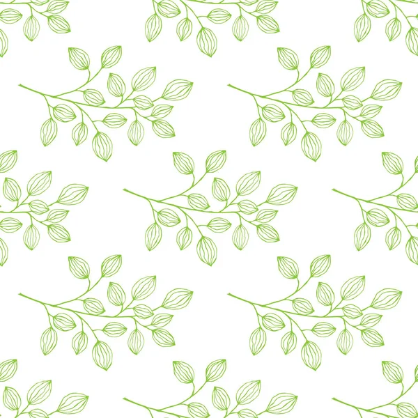 Ручной Рисунок Бесшовный Зелеными Ветвями Листьями Простые Элементы Зеленого Листа — стоковое фото