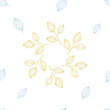 Dalları ve yaprakları olan el çizimi, pürüzsüz bir yol. Yaz ve bahar dekorasyonu için basit yaprak elementleri. Tasarım, logo ve kartlar için Doodle vektör çizimi.