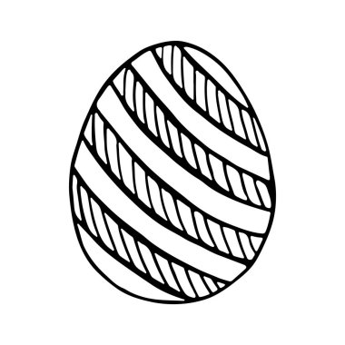 Paskalya yumurtası. Çocukların boyaması için siyah-beyaz çizimler. Kartlar, logolar, tatiller için eskiz yumurtaları.