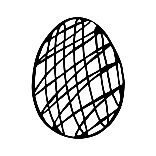 Doodle Easter Egg Black White Illustration Coloring Children Sketch Eggs — 스톡 벡터