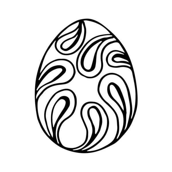 Doodle Easter Egg Black White Illustration Coloring Children Sketch Eggs — 스톡 벡터