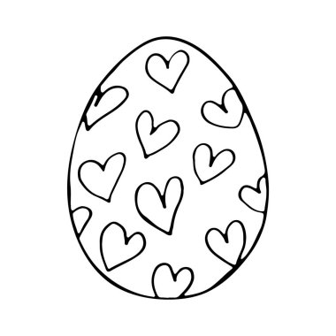 Paskalya yumurtası. Çocukların boyaması için siyah-beyaz çizimler. Kartlar, logolar, tatiller için eskiz yumurtaları.