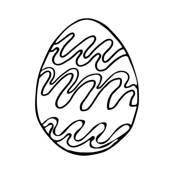 Doodle Osterei Schwarz Weiß Illustration Zum Ausmalen Von Kindern Eier — Stockvektor
