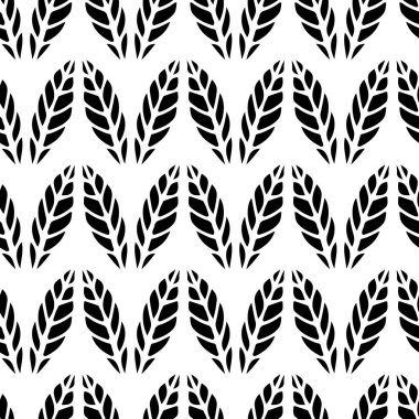 Seamless pattern with hand-drawn doodle leaves on a white background for cards, festive decoration.