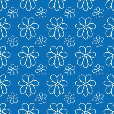 Seamless pattern with doodle flowers hand-drawn on a colored background for cards, festive decoration, textiles.