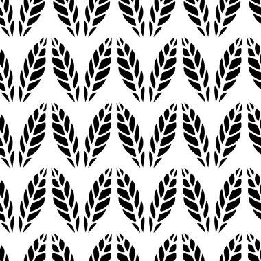 Seamless pattern with hand-drawn doodle leaves on a white background for cards, festive decoration.