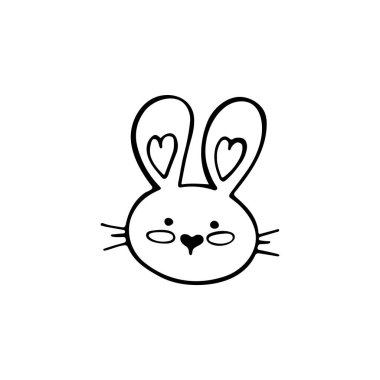 Siyah-beyaz Paskalya karalaması. Tatillerin, kartların, logoların, çocuk odalarının tasarımı için el çizimi doğrusal çizimler.