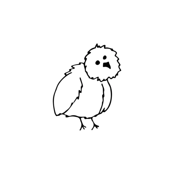 Black White Easter Doodle Chicken Hand Drawn Linear Illustration Design — Stock Vector