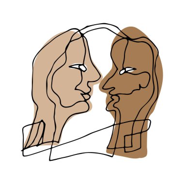 Karalama tarzında çizilmiş soyut bir yüz. Teriyer, işletme, ağ, logo, moda için el çizimi doğrusal resim.