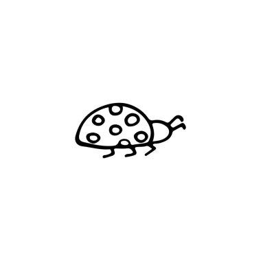 Doğrusal siyah beyaz el çizilmiş uğur böceği. Yazdırma, tasarım, ağ, logo, simgeler, tekstil için vektör resmi.