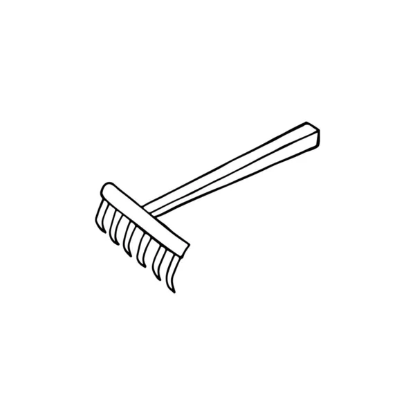 Zwart Wit Beeld Van Een Hark Vector Illustratie Handgetekende Doodle — Stockvector