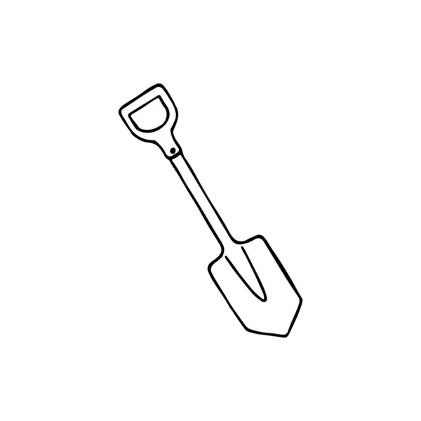 Zwart Wit Beeld Van Een Spade Vector Illustratie Handgetekende Doodle — Stockvector