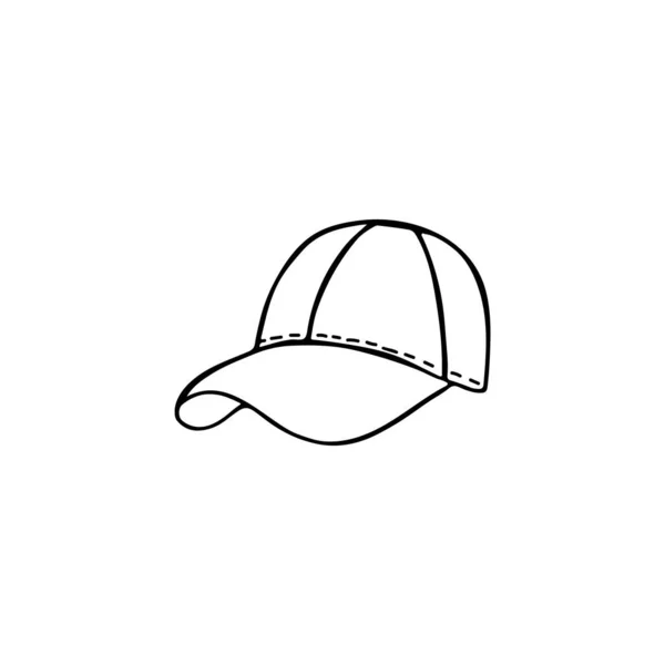 Imagen Blanco Negro Una Gorra Béisbol Ilustración Vectorial Garabato Dibujado — Vector de stock