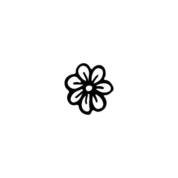 Czarno Biały Obraz Kwiatu Ilustracja Wektora Ręcznie Rysowane Bazgroły Projektowania — Wektor stockowy