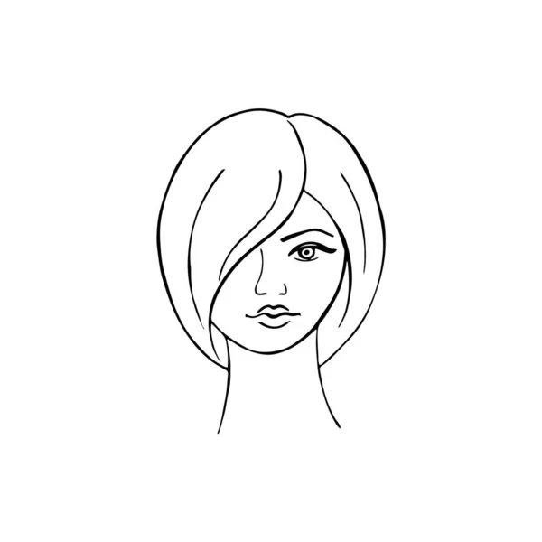Fille Dessinée Main Concept Féminisme Doodle Avec Une Jolie Fille — Image vectorielle