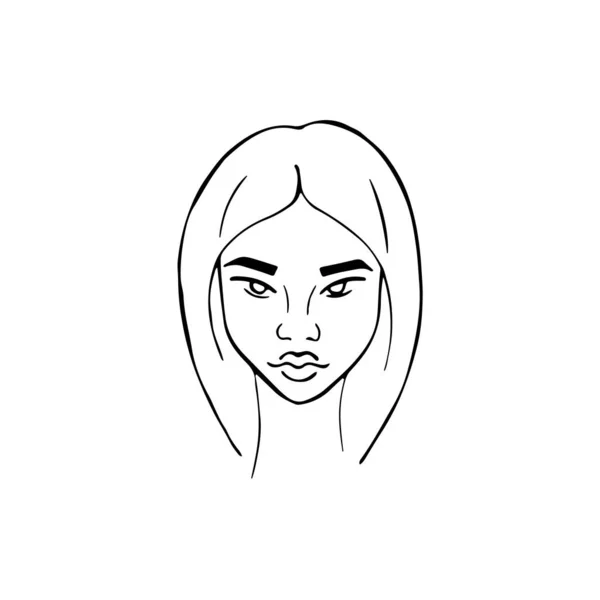 Girl Drawn Hand Feminism Concept Doodle Pretty Girl Vector Illustration — Stock Vector