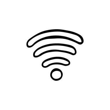 Wi-Fi simgesi karalama tarzında serbest çizilmiş. Doğrusal çizim. Vektör resmi.