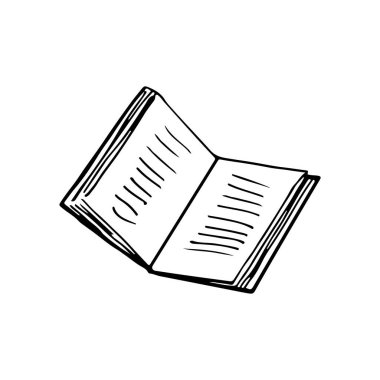 Elle çizilmiş bir kitap. Doğrusal çizim. Vektör resmi.