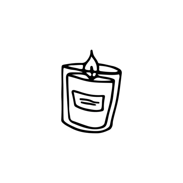 Hand Drawn Doodle Candle Linear Illustration Vector Image — Stock Vector