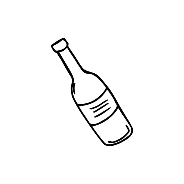 Handgetekende Fles Doodle Stijl Lineaire Illustratie Vectorafbeelding — Stockvector