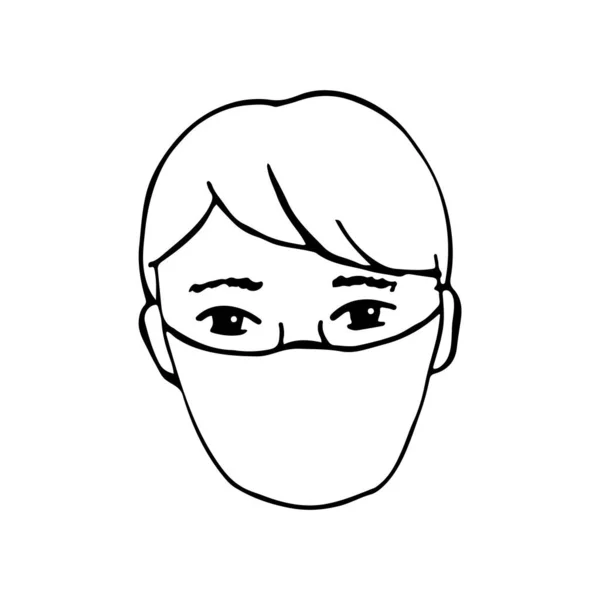 Ein Mann Einer Von Hand Gezeichneten Maske Vector Man Illustration — Stockvektor