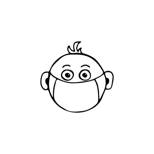 仮面に描かれた手描きの赤ん坊 ウェブ 小冊子 チラシ用ベクトルマンイラスト — ストックベクタ