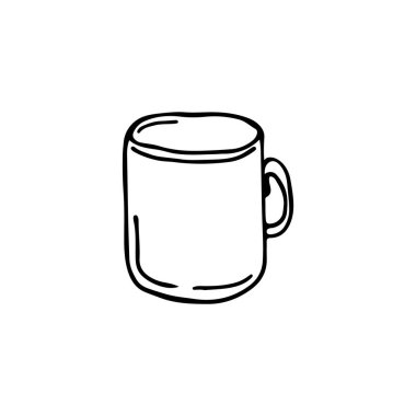 Elle çizilmiş kupalar. Ağ, broşür ve tekstil için siyah-beyaz vektör çizimi.