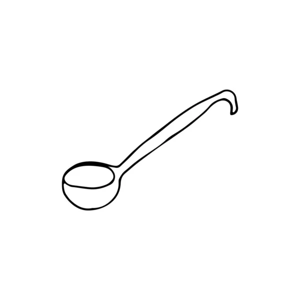 Ladle Met Hand Getekend Krabbeltje Vector Achtergrond Voor Web Banners — Stockvector