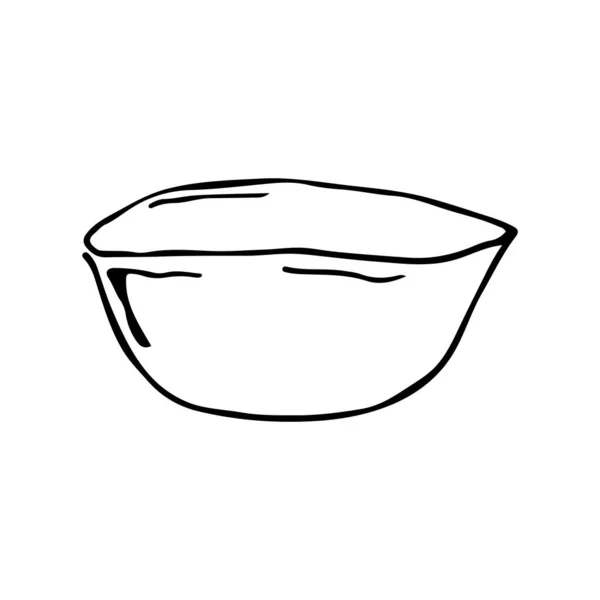 Salatschüssel Handgezeichnet Doodle Vorhanden Schwarz Weiße Vektorillustration Für Web Booklets — Stockvektor