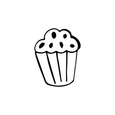 Şirin karalama çöreği. Kartlar, posterler, çıkartmalar ve profesyonel tasarım için el çizimi vektör çizimi, web tasarımı, logo. Beyaz arkaplanda izole.