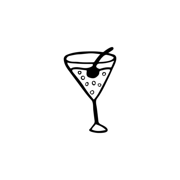 Copa Martini Estilo Doodle Ilustración Vectorial Dibujada Mano Para Tarjetas — Vector de stock
