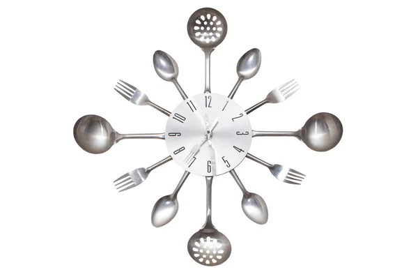 Clock made of spoon and fork — Stock Photo, Image