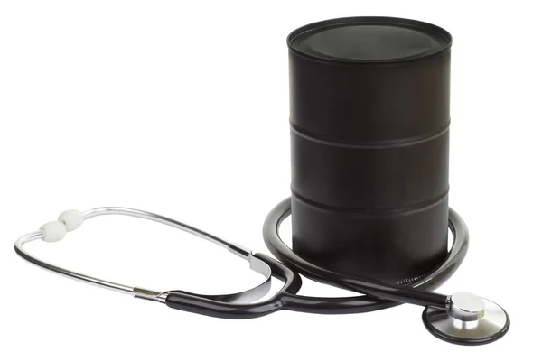 Stethoscope Black Metallic Oil Barrel White — Stock Photo, Image