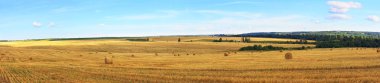 Saman balya ile hasat alanının panoramik görünüm