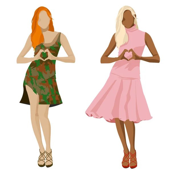 Chicas de moda ilustración conjunto — Vector de stock