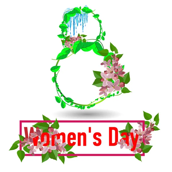 8 Μαρτίου ευχετήρια κάρτα. Πρότυπο για διεθνής ημέρα γυναικών — Διανυσματικό Αρχείο