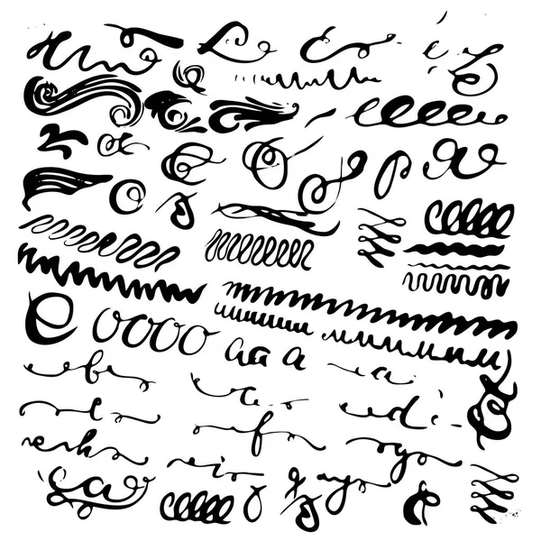 Vector Hand drawn line border set and scribble design element. — Stock Vector