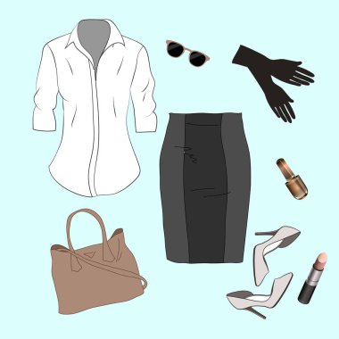 Trendy kadın giyim kümesi. Kadın ceket kıyafeti,