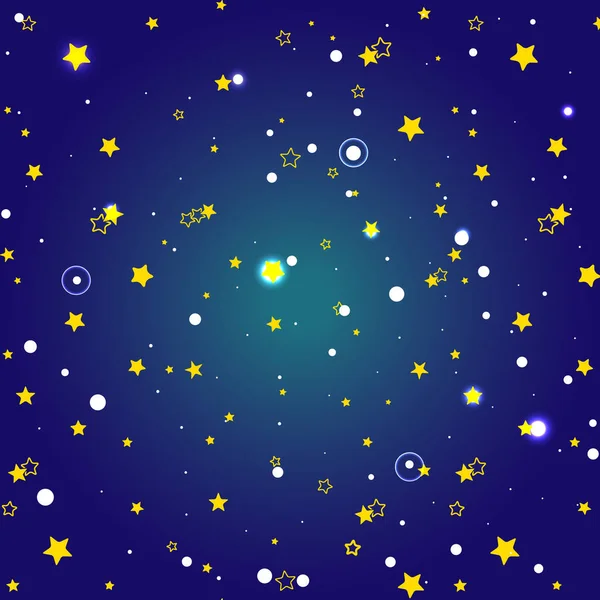 Patrón sin costuras con cielo nocturno y estrellas. — Vector de stock