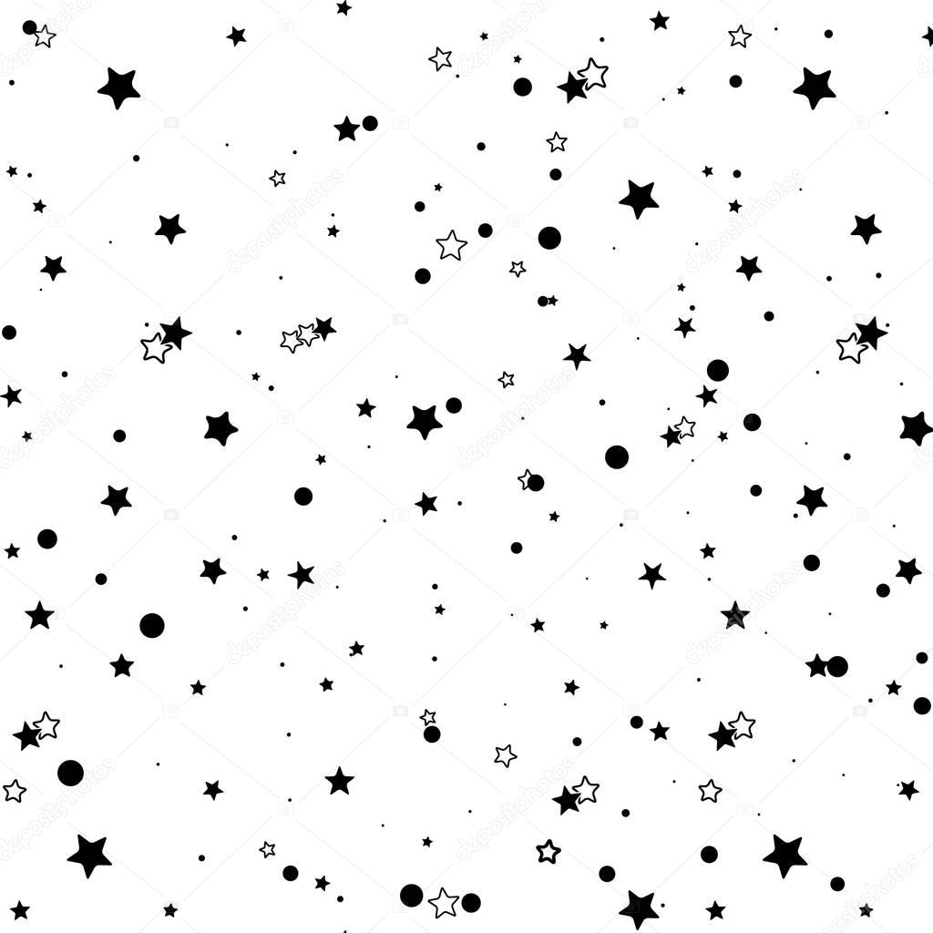 Seamless pattern with night sky and stars.