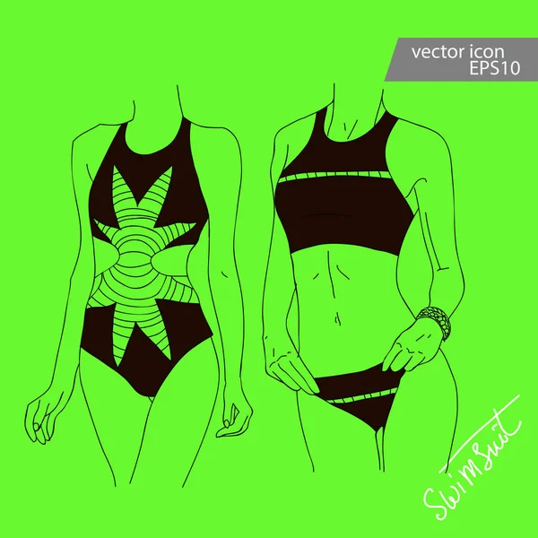 Vektor Sommermode Frauen Set mit Strandkleidung. — Stockvektor