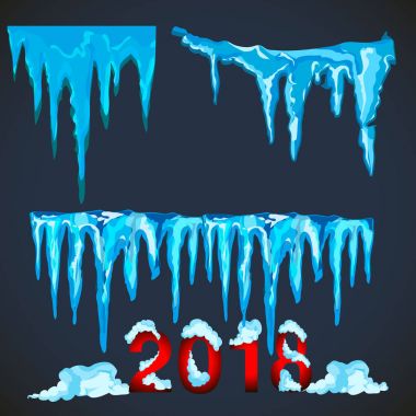 Vektör Icicle ve kar öğeleri clipart. Farklı kar cap